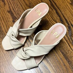 LPA Cream Knotted Heeled Sandals